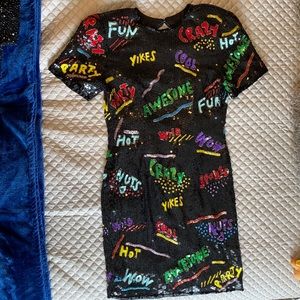 Vintage Sequined black multicolor dress